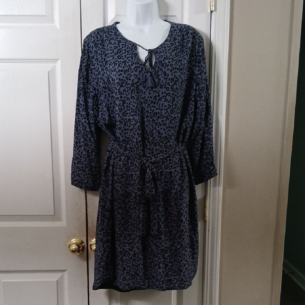 Beachlunchlounge Leopard Print Tie-Front Dress coverup Sz XL NWOT
